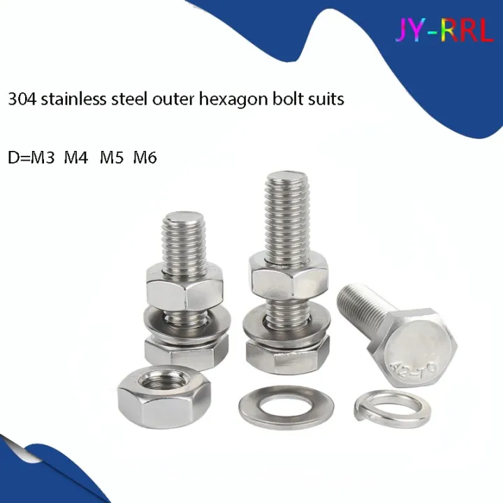 5/10/20Pcs M3 M4 M5 304 Stainless Steel Hexagon Bolt Screw And Nut Set