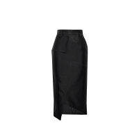 VS110005 Miglu leather skirt irregular split middle length velvet lining Hip buttocks skirt