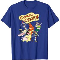 Cartoon network  cow and chicken mens 100% cotton round neck short -sleeved T-shirt