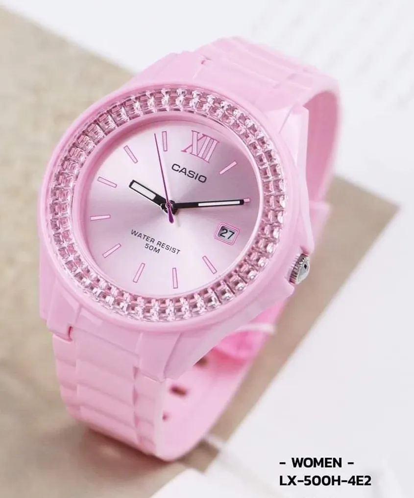 นาฬ กา Casio ร น Lx 500h 4e2vdf นาฬ กาผ หญ ง สายเรซ นส ชมพ ส ดหวาน ส นค าใหม ล าส ด ม นใจ ของแท 100 ประก นศ นย Cmg 1 ป เต ม Lazada Co Th