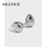 SHANICE S925 Sterling Silver Geometric Water Droplets Smooth Simple Retro Stud Earring for Woman Girls Party Holiday Accessories