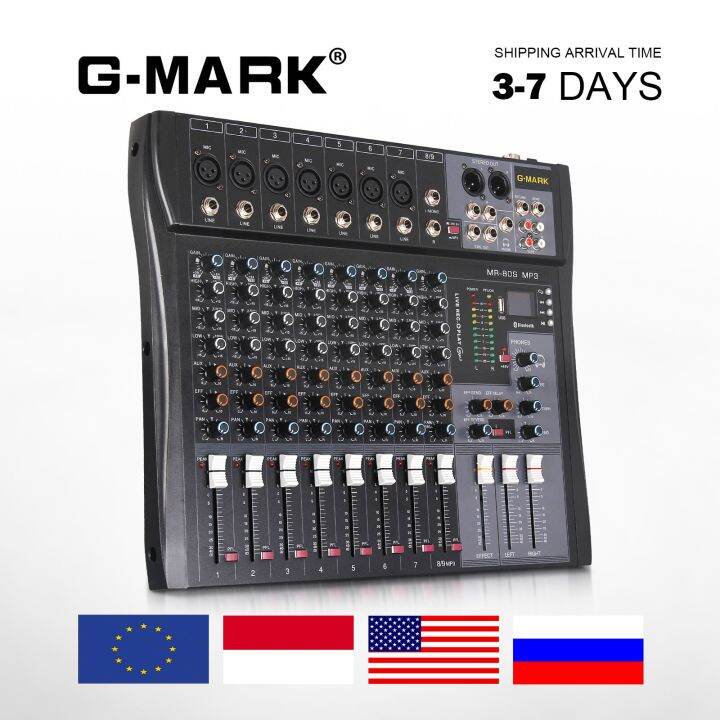 Bluetooth Mixer GMARK MR80S USB Mixing Console 8 Channel 48V Phantom