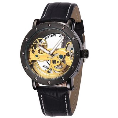 ⌚SHENHUA นาฬิกาผู้ชายอัตโนมัติแบรนด์ชั้นนำที่หรูหราสายหนังโครงกระดูกสะพานนาฬิกานักธุรกิจชาย