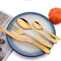 24Pcs Dinnerware Sets Stainless Steel Flatware Set Steak Knife Fork Teaspoon Tableware Cutlery Set Food Silverware