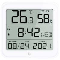 1 Piece Intelligent Temperature and Humidity Clock Temperature and Humidity Sensor Temperature and Humidity Clock White