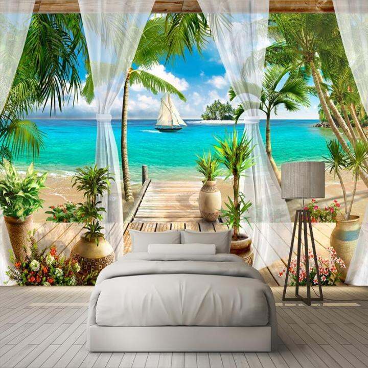 cod-shang815558-custom-3d-วอลล์เปเปอร์รูปภาพระเบียง-sandy-beach-sea-view-3d-ห้องนั่งเล่นโซฟาพื้นหลังทีวีห้องนอนสติ๊กเกอร์ตกแต่งผนังวอลล์เปเปอร์ตกแต่งบ้าน