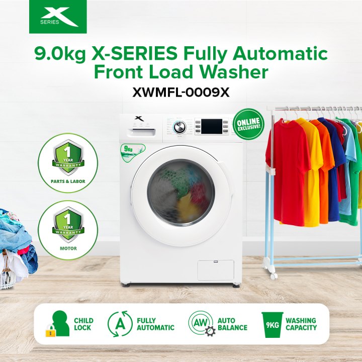 XSERIES 9.0KG Fully Automatic Front Load Washer LCD Display Overheat