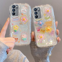 เคสโทรศัพท์แบบใสใสลายดอกไม้3D สำหรับ OPPO A3S A5S A12 A11K A15 A35 A16s A54s A94 A8 C31 A31 A55 A77S A72 Pro Reno 7 8 A53 A33 A32 C15ที่คลุมเคสใส่โทรศัพท์ C55 C35