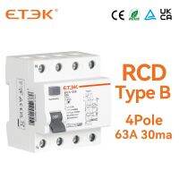 【YF】 ETEK RCD Earth Leakage Circuit Breakers RCCB Type B Evse 4P 4Poles AC 63a 30ma 10KA Din Rail 220V EKL6-100B