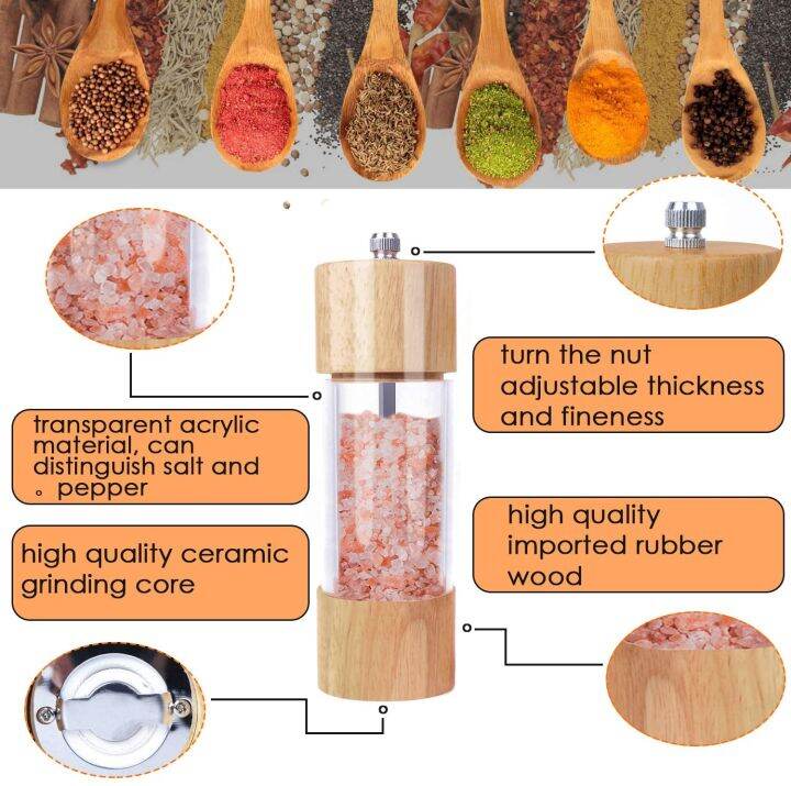 2021wooden-salt-and-pepper-grinder-set-manual-salt-and-pepper-mills-with-acrylic-visible-window-and-cleaning-brush-2-pack