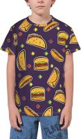 Taco Hamburger Hot Dog Pattern T- Shirt Short Novelty for Boys and Girl