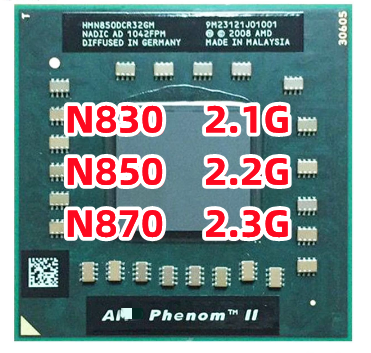 Phenom II N830เคลื่อนที่สามแกน850 870 N830 2.1กิกะเฮิร์ตซ์ N850 2.2GH N870 2.3กิกะเฮิร์ตซ์สามแกนเครื่องประมวลผลซีพียู HMN830DCR32GM ซ็อกเก็ต HMN870DCR32GM ที่ HMN850DCR32GM S1