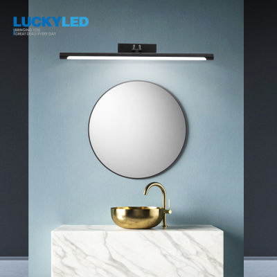 LUCKYLED Led Bathroom Mirror Light 8W 40CM AC85-265V Nordic Sconce Wall Lamp Black Silver Waterproof Wall Light Fixtures
