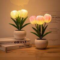 【LZ】▤♞  Led tulipa luz da noite lâmpada de mesa cabeceira atmosfera simulação bonsai flor romântico dia dos namorados presente aniversário decoração da sua casa