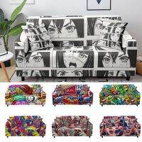 Cartoon Patchwork Pattern Elastic Sofa Covers for Living Room Slipcovers Hippie Hip Pop Couch Cover Corner Sofa Cover 1-4 Seat