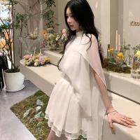 COD DSFERTGERRYYY [Toki St.]Spot!Korean Version Classy High-End White Fairy Two-Piece Suit Thin Style Slimmer Look Sleeveless Chiffon Shirt Small High-Waist Pleated