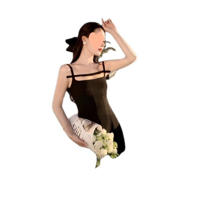 black-condole-belt-bowknot-summer-dress-female-senior-french-feeling-design-feeling-small-little-long-skirt