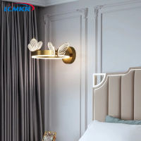 Acrylic LED Lamp Circle Butterfly Wall Lamps for Corridor Bedroom Room Living Room Bedside Decor Creative Simple Sconces Lights