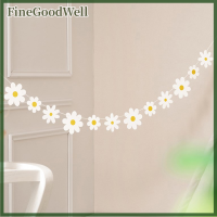 FineGoodWell แบนเนอร์กระดาษลายดอกเดซี่แบบธงกระดาษสำหรับงานเลี้ยงวันเกิดของเด็กผู้หญิงแนวโบโฮธงแบบดึงธงสุขสันต์วันเกิดสำหรับตกแต่งงานปาร์ตี้เดซี่พวงมาลัย