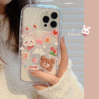 KIKI Oval transparent phone case for iphone 14 14plus 14pro 14promax 13 13pro 13promax Cartoon oil Painting Rainbow Rabbit Sticker Soft Case for iphone 12 12pro 12promax 11 11promax High quality shock protection case 2023 New Design