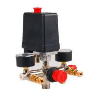 E5BE Air Compressor Pressure Control Switch With Valve Control Manifold Regulators Gauge 90 120PSI Safety Valve Durable