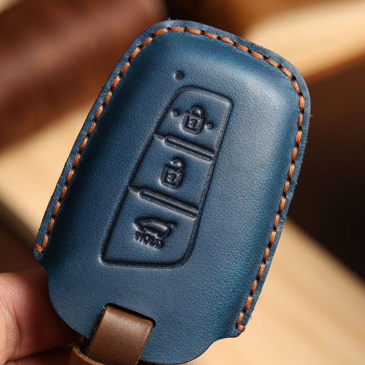 luxury-car-key-case-cover-fob-protector-leather-keychain-accessories-for-hyundai-santa-fe-ix45-equus-genesis-keyring-holder-bag
