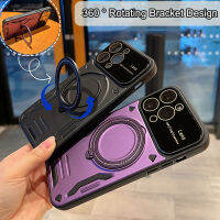 เคสโทรศัพท์แม่เหล็ก360เกราะ HOCE เคสเคสสำหรับไอโฟนแม่เหล็กหมุนได้14 12 11 Pro Max 14 Plus MagSafe เคสป้องกันเลนส์กล้องถ่ายรูปเต็มรูปแบบฝาครอบกันกระแทกขาตั้งแท่นวางพับได้