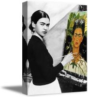 ภาพใบหน้าที่น่ารักของชาวเม็กซิกันจิตรกร Frida Kahlo ภาพจิตรกรรมสมัยใหม่ของขวัญสตรีนิยมไฟการตกแต่งผ้าใบพร้อมที่จะแขวนโปสเตอร์8X10