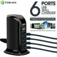 FEBRAIN หลายพอร์ต การชาร์จอย่างรวดเร็ว 5V 6A 30W สถานีชาร์จ เดสก์ทอป ที่ชาร์จแท็บเล็ตโทรศัพท์ พอร์ต USB 6 พอร์ต