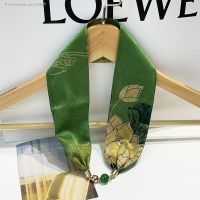 Green necklace magnetic buckle scarves temperament female neck collarbone ribbon small scarf restoring ancient ways in spring and summer