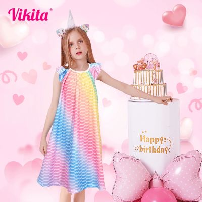 〖jeansame dress〗 VIKITASummer Tukids Birthday Party Beach Dresses เด็กวัยหัดเดินน่ารัก VestidosMesh Tulle Licorne Dress