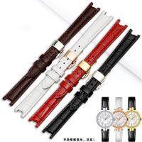 Durable Concave Mouth Genuine Leather Watchband 12mm Red White Brown Calfskin Strap Fit For Ladys Tissot FLAMINGO T094 Watch