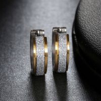 Stainless Steel Gold Simple Circle Dull Polish Silver plated Women Mens Earrings