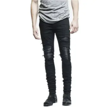 Dropship Men's Jeans Distressed Ripped Biker Moto Denim Pants