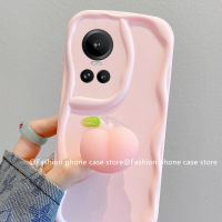 Phone Case เคส OPPO Reno10 Pro + Reno8 Z Pro Reno7 Z Reno6 Z Reno5 Reno4 4G 5G เคสสีชมพูมาการองพร้อมที่บีบอัดกรอบพีชอ่อนฝาครอบหลังซิลิโคนป้องกันเลนส์แบบรวมทุกอย่าง2023