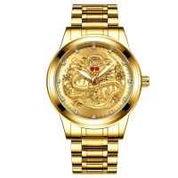 Fashion Casual Mens Watches Gold Stainless Steel Dragon Male Business Wristwatch Leisure Waterproof Watch Relogio Masculino