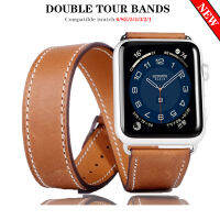 สำหรับ Band 44มม.40มม. 4238มม. ของแท้ Double Tour หนังสายนาฬิกาสร้อยข้อมือ Applewatch Serie 5 4 3 SE 6