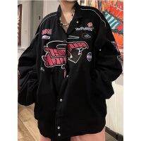 Vintage Letter Embroidery High quality Racing Suit Ins Fried Arcade Motorcycle Jacket Women Spring Couple Baseball Uniform Women