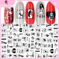 RVGCHC SHOP ผู้หญิงหญิงสาว Abstract Beauty Water Slider Tips สติกเกอร์3D เล็บตกแต่งศิลปะลายตัวละคร Decals Design ใบหน้าผู้หญิง