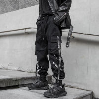 HOUZHOU Black Cargo Pants Men Joggers Cargo Trousers For Men Jogging Japanese Streetwear Hip Hop Hippie Techwear Gothic Ribbon...