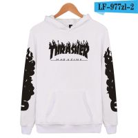 Alimoo Fire THRASHER ผู้ชาย &amp; ผู้หญิง Hoodie Unisex เสื้อกันหนาวผ้าฝ้ายเสื้อคู่รัก มีไซส์ใหญ่ 5 สี 9 ขนาด (XXS-4XL) Oversize