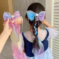 【cw】 Korean Fashion Child Hair Bows Tassels Braided Pin Hairpins for Hairbands Accessories 1