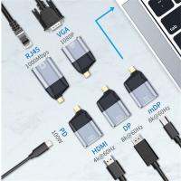 OOC 4K 60Hz แบบพกพาได้ USB ชนิด C อะแดปเตอร์ RJ45 พิมพ์ C เป็น HDMI การ์ดเชื่อมต่อ dp/vga ขั้วต่อ Type-C ตัวแปลง USB-C หน้าจอคอมพิวเตอร์แสดงผล อะแดปเตอร์ขนาดเล็ก