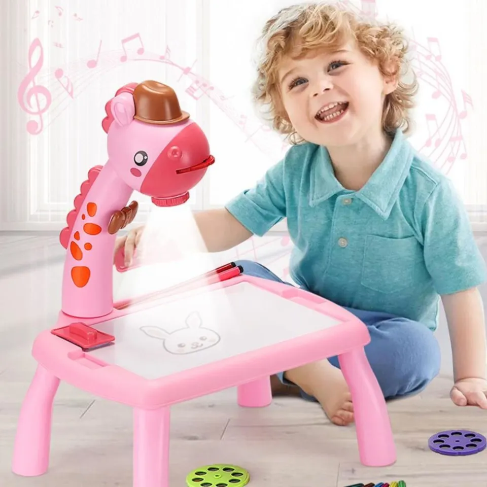 Children Mini Led Art Drawing Table Toy Set Projector Painting for