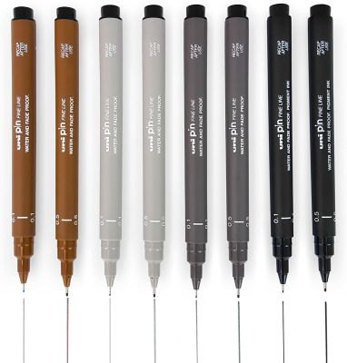 UNIfelt-Tipped Drawing Pen Sketching Gel Pen Blackdark Greygraysepia Bandai dam Model Kit Marker Pen Script Liner