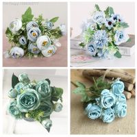 【hot】☃○  1 Bouquet blue Artificial Flowers Silk Fake for Room Garden Wedding Decoration