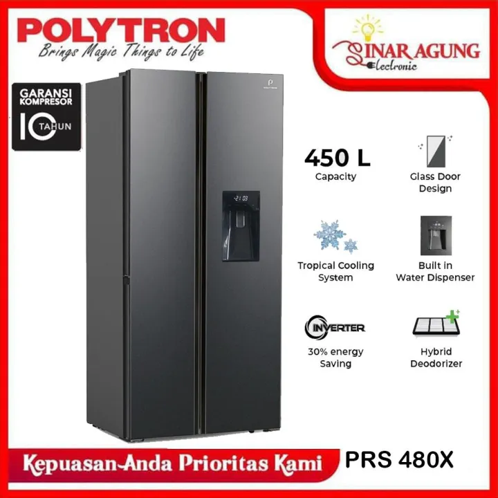 Polytron Kulkas New Belleza Inverter 2 Pintu Side By Side Prs 480x