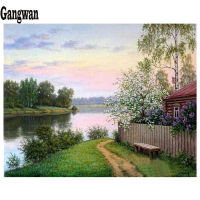 village lake natural scenery diamond embroidery full rhinestone diamond mosaic diamond painting cross stitch kit home decoration