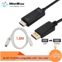 MnnWuu 4K DisplayPort to HDMI-compatible Adapter Converter Display Port Male Cable Adapter Video Audio For PC TV 1.8M Adapters Adapters