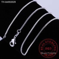 ⊙ 40cm-60cm Thin Real 925 Sterling Silver Slim Box Chain Necklace Women Girls Children 16-24inch Jewelry kolye collares collier